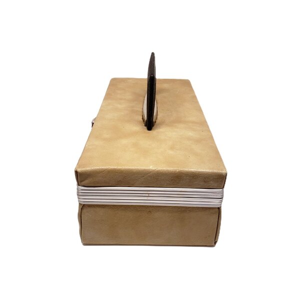 Vintage Tan Vinyl 12 Cassette Tape Rigid Carrying Case Handle Metal Clasp - Picture 4 of 7